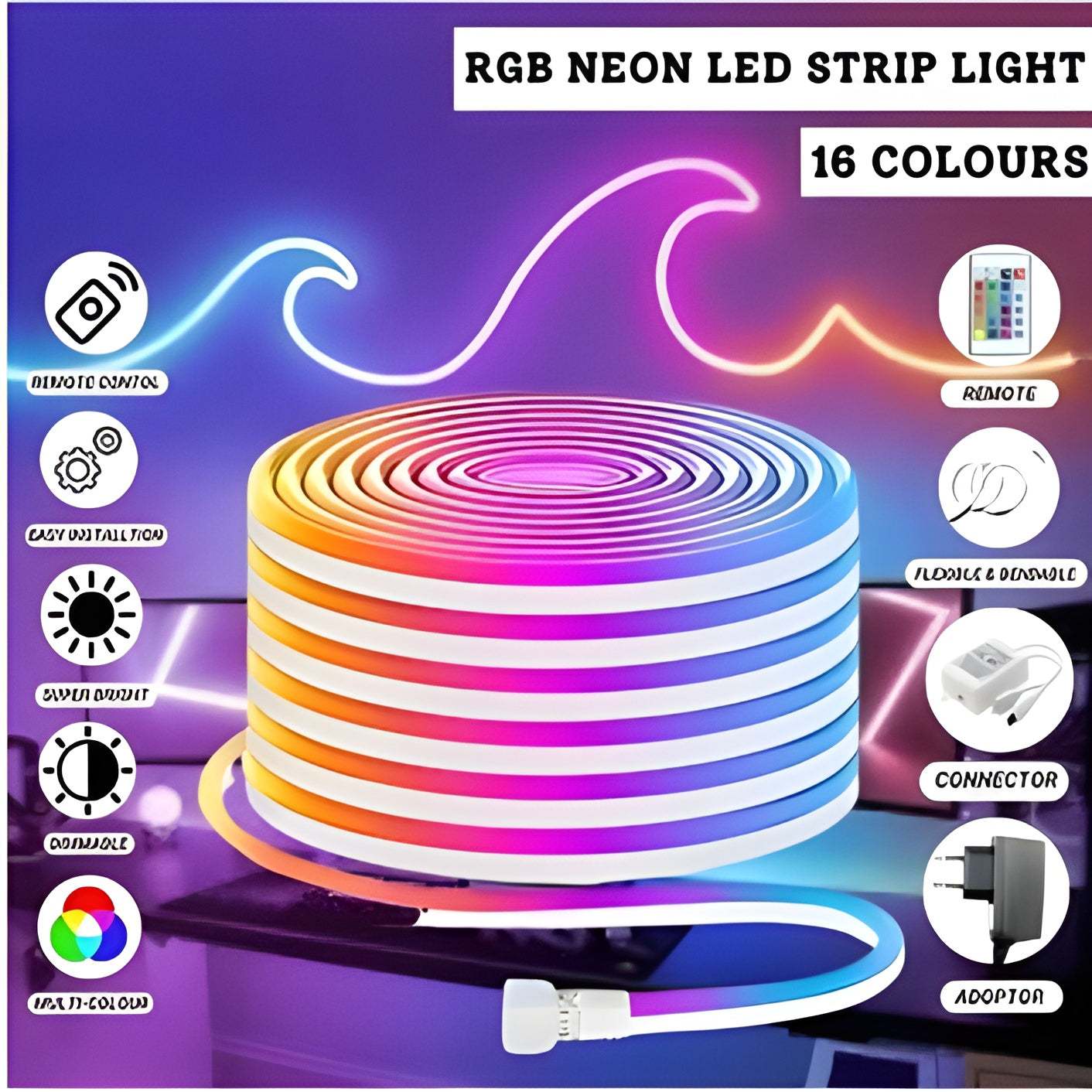 Multicolors Remote Control Neon Strip Light | RGB Strips | Neon Strips