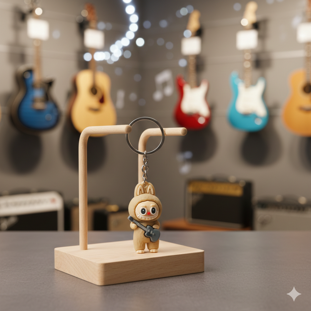 Labubu Playing Guitar Silicon Keychain