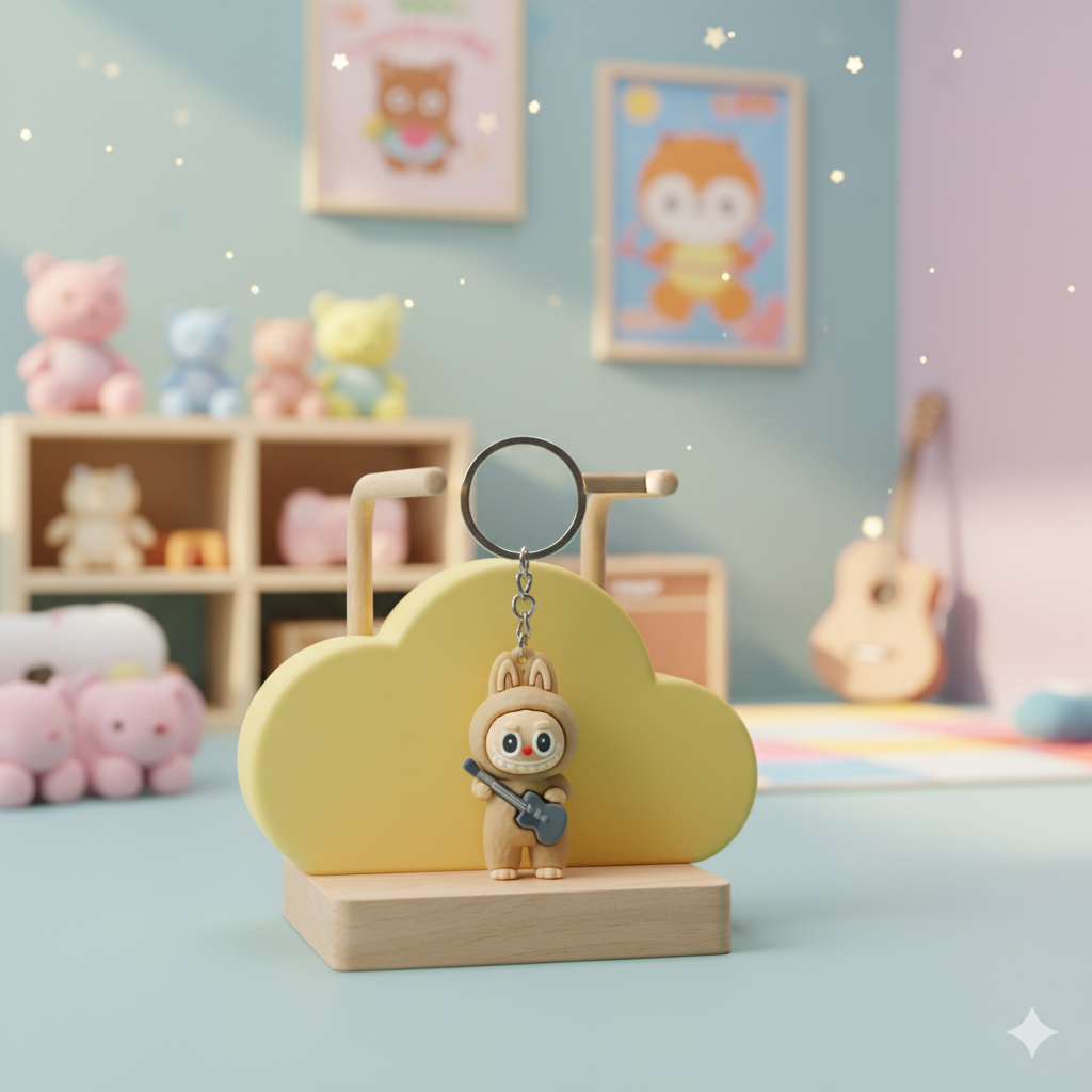 Labubu Playing Guitar Silicon Keychain