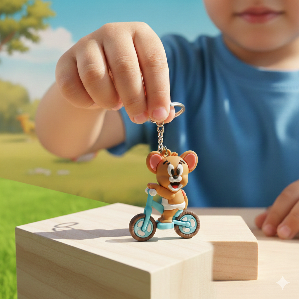 Jerry riding Bicycle Silicon Keychain
