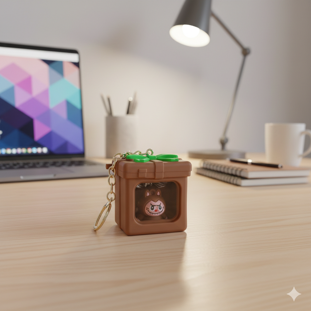 Glowing LED Square Shaped Keychain