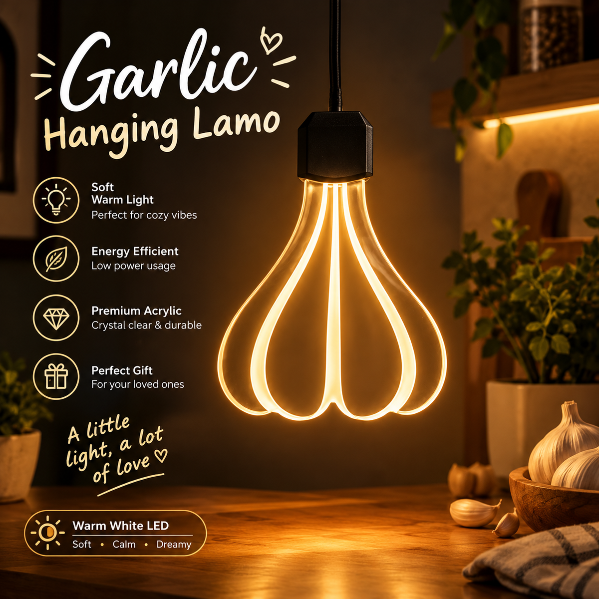 The Garlic Contour Acrylic Hanging Light
