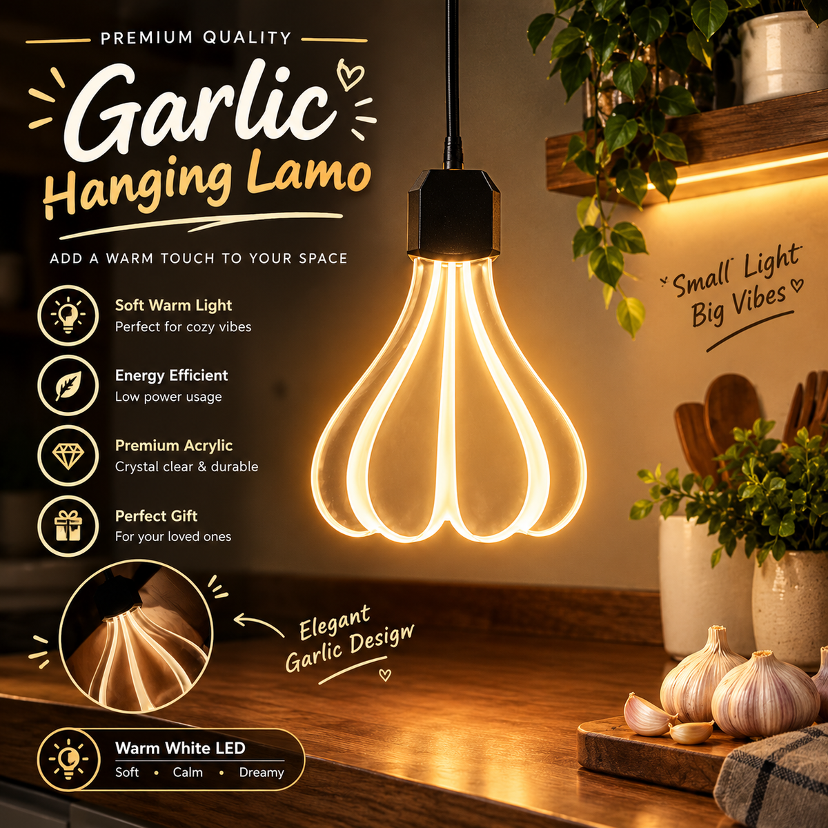The Garlic Contour Acrylic Hanging Light