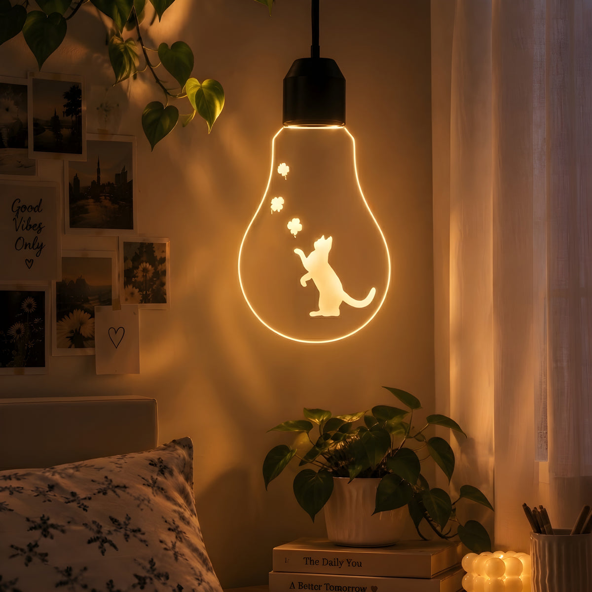 Playful Cat Acrylic LED Night Light