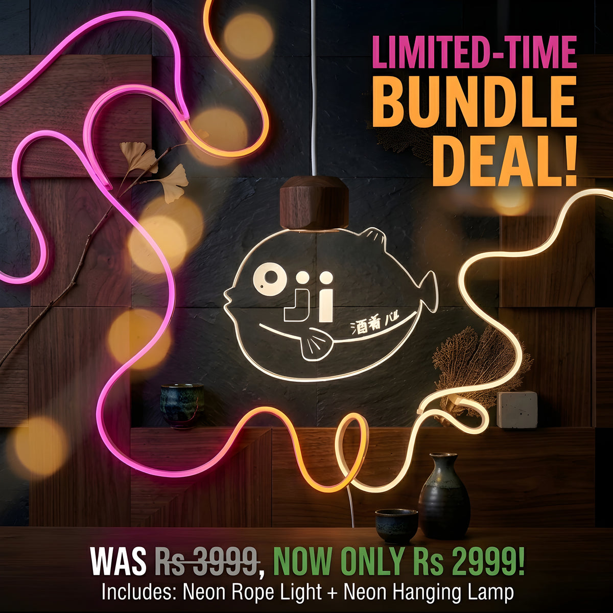 Combo Deal Offer ( Neon Light + Hanging Lamp Offer )