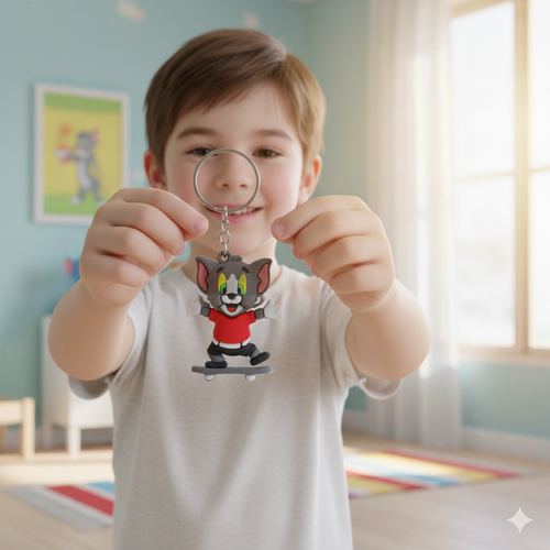 Cute Tom Skating Silicon Keychain