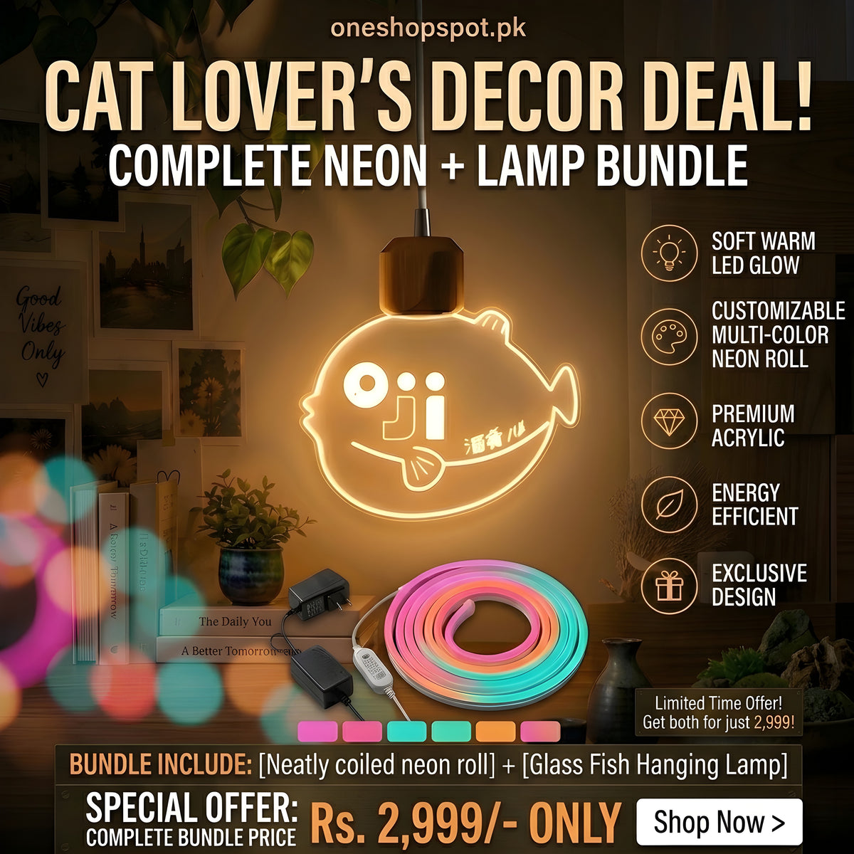 Combo Deal Offer ( Neon Light + Hanging Lamp Offer )