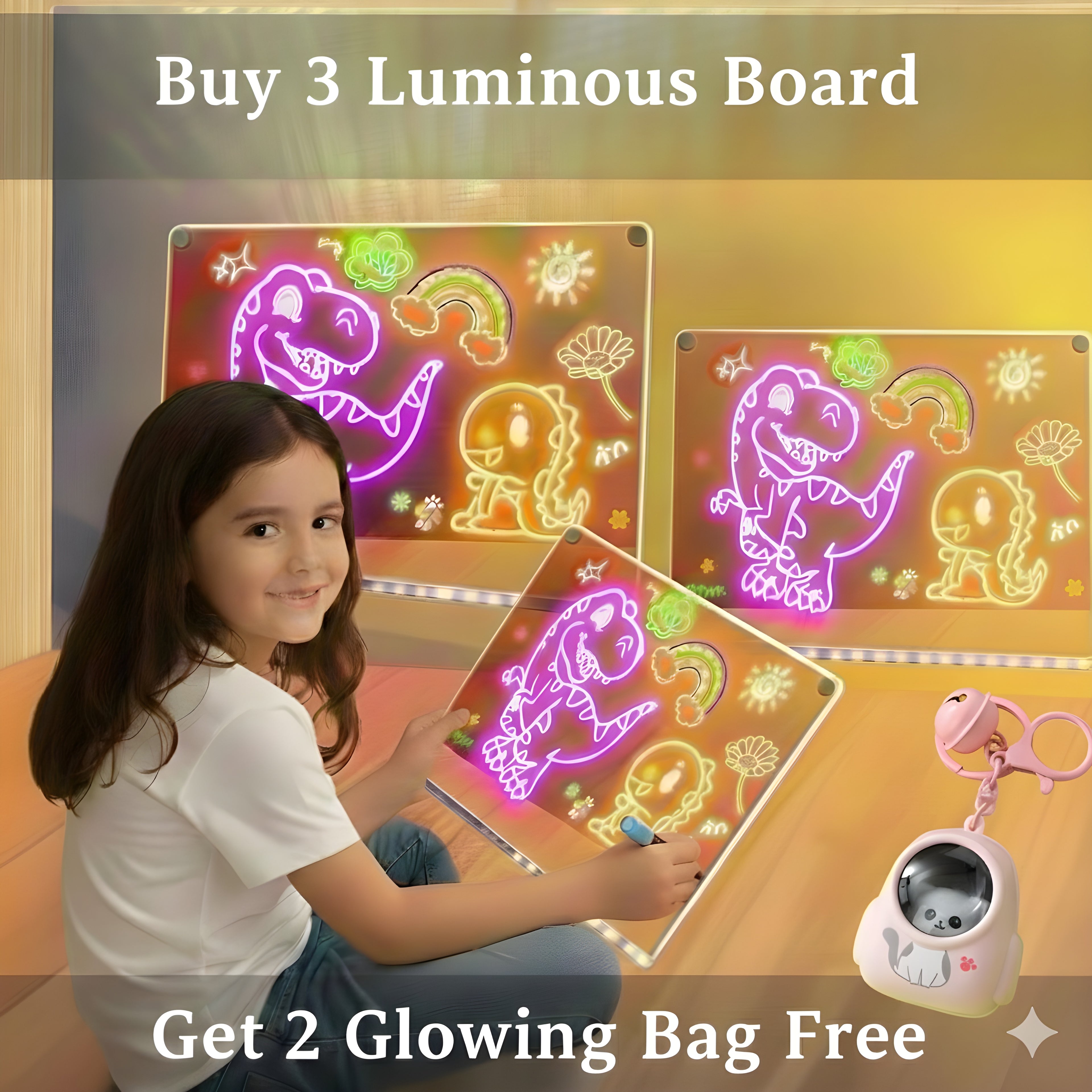 LED Luminous Magical Drawing Board | Buy 2 LED Get 1 Free Glowing Bag | Buy 3 LED , Get 2 Free Glowing Bag