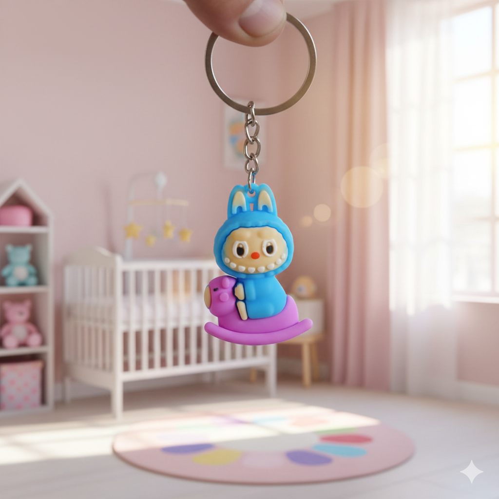 Labubu Pony Rider Silicon Keychain