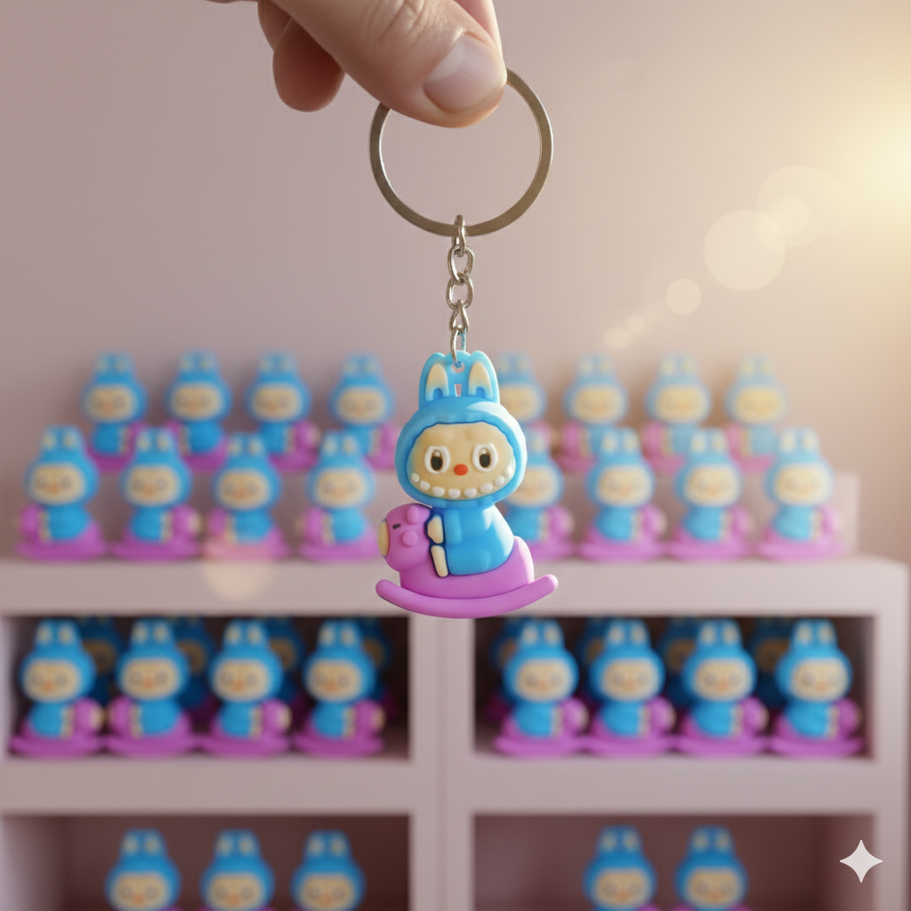 Labubu Pony Rider Silicon Keychain