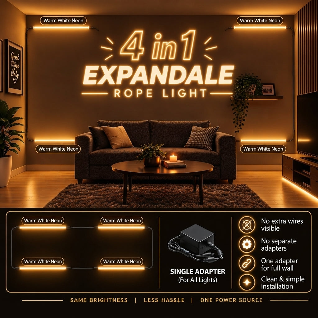 4-in-1 Expandable LED Neon Flex Light /  4 Detachable Segments ( 12 Meter )