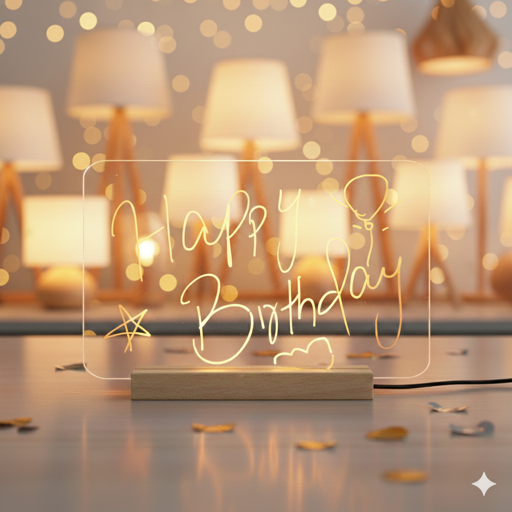 Re-writable LED Lamp with wooden base
