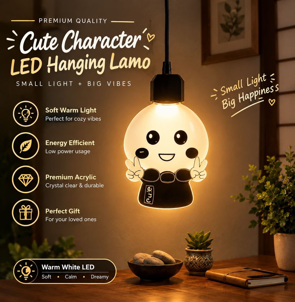 Kawaii Spirit  Contour Acrylic Hanging Lamp