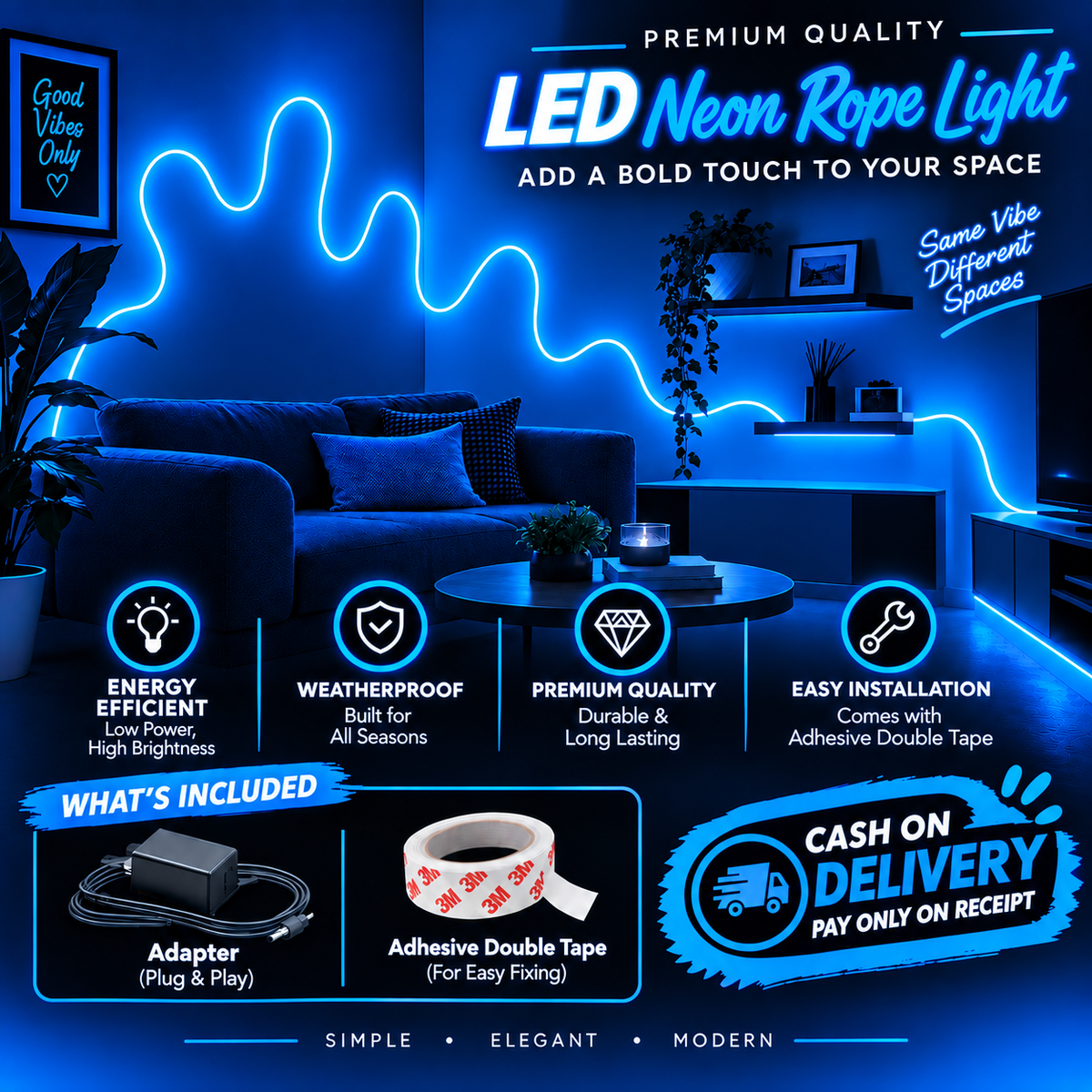 Glowing Neon Strip Lights ( Available in all colors )