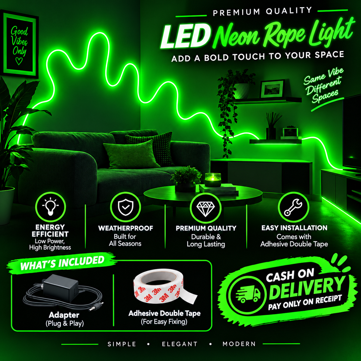 Glowing Neon Strip Lights ( Available in all colors )