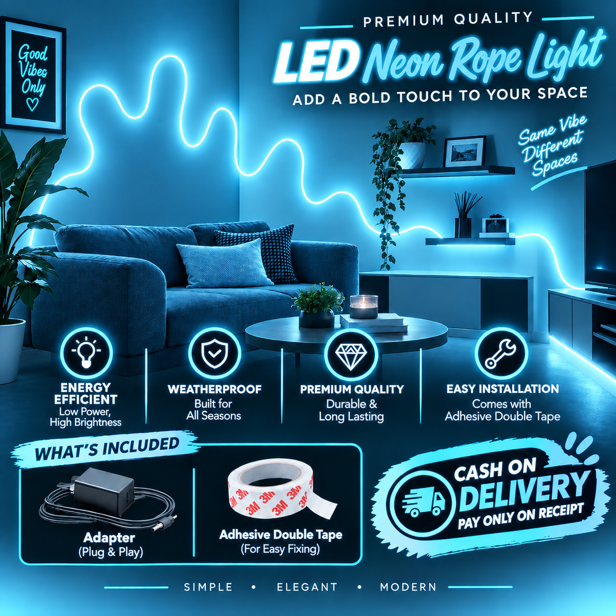 Glowing Neon Strip Lights ( Available in all colors )