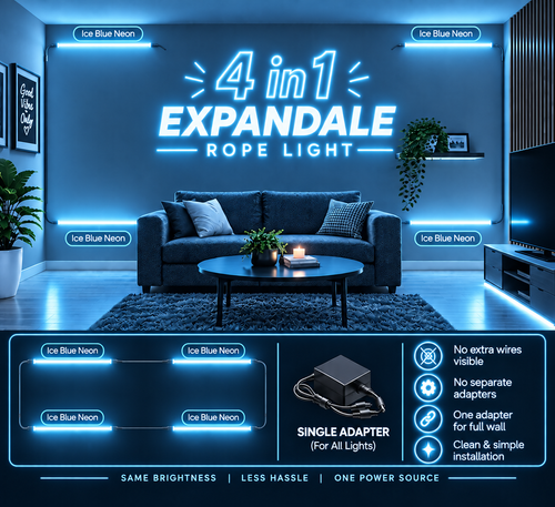 4-in-1 Expandable LED Neon Flex Light /  4 Detachable Segments ( 12 Meter )