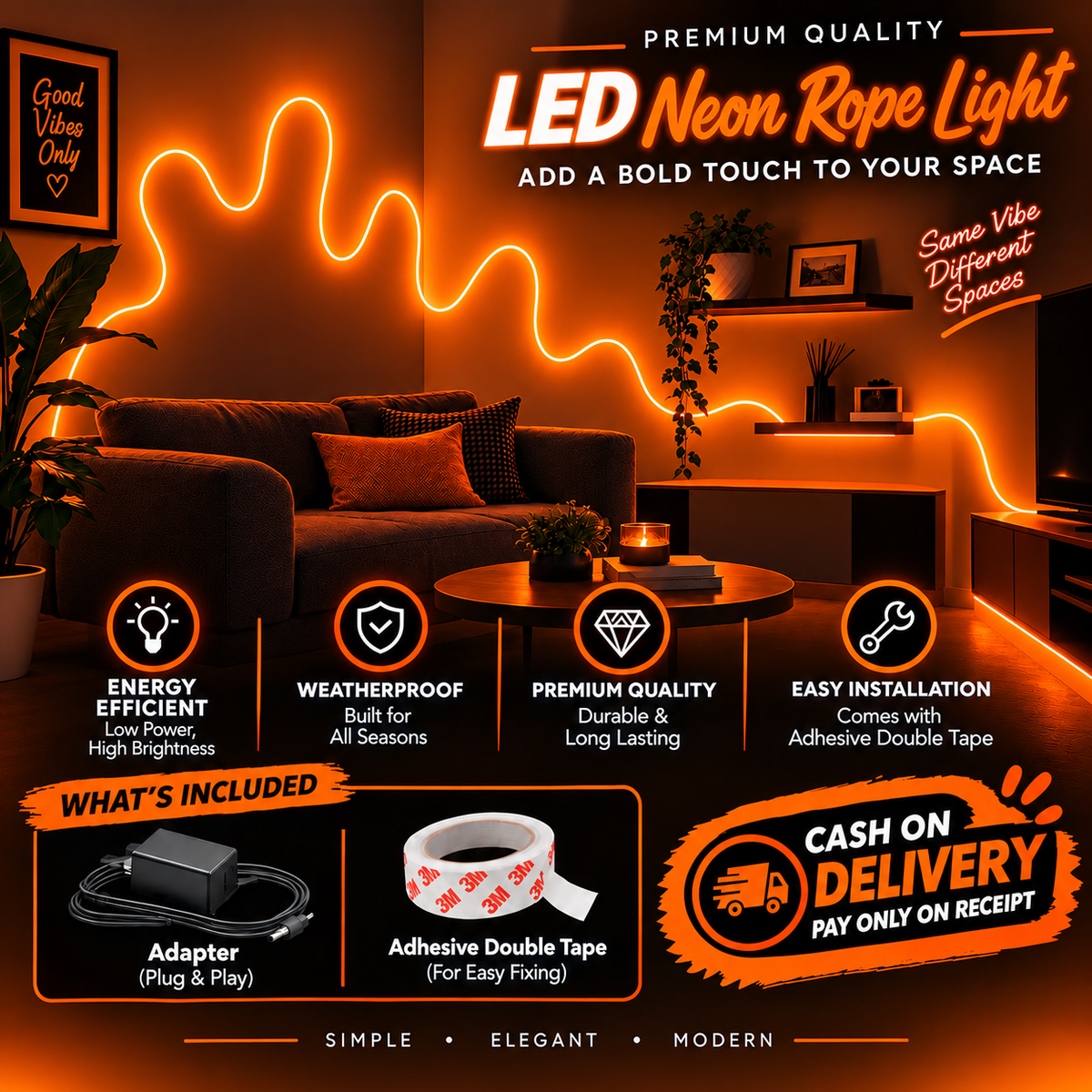 Glowing Neon Strip Lights ( Available in all colors )