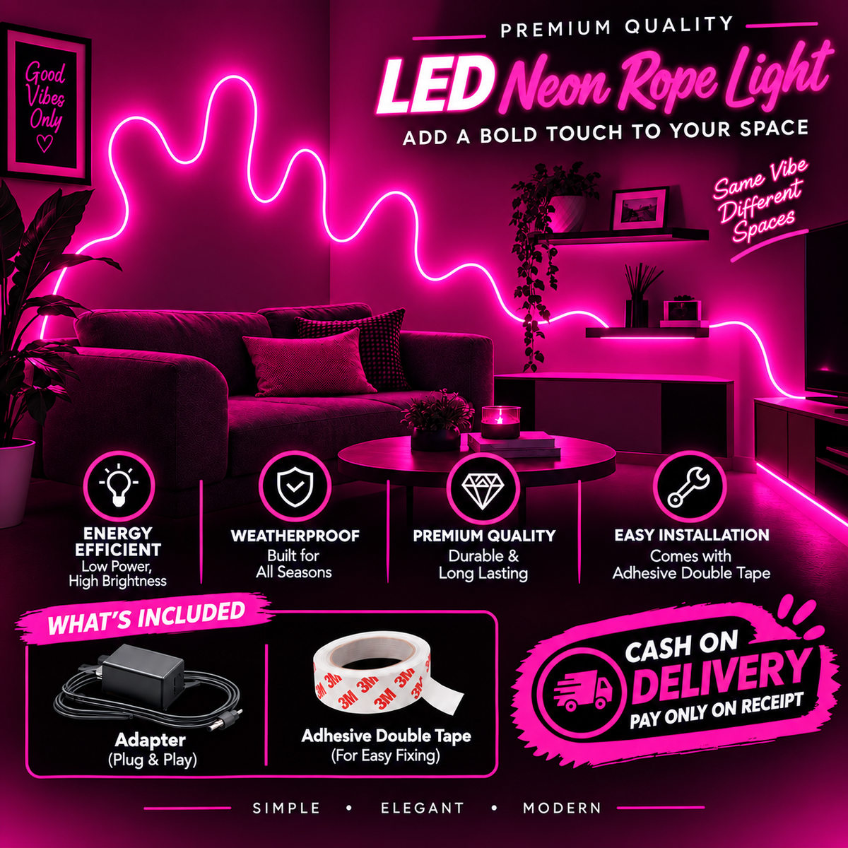 Glowing Neon Strip Lights ( Available in all colors )