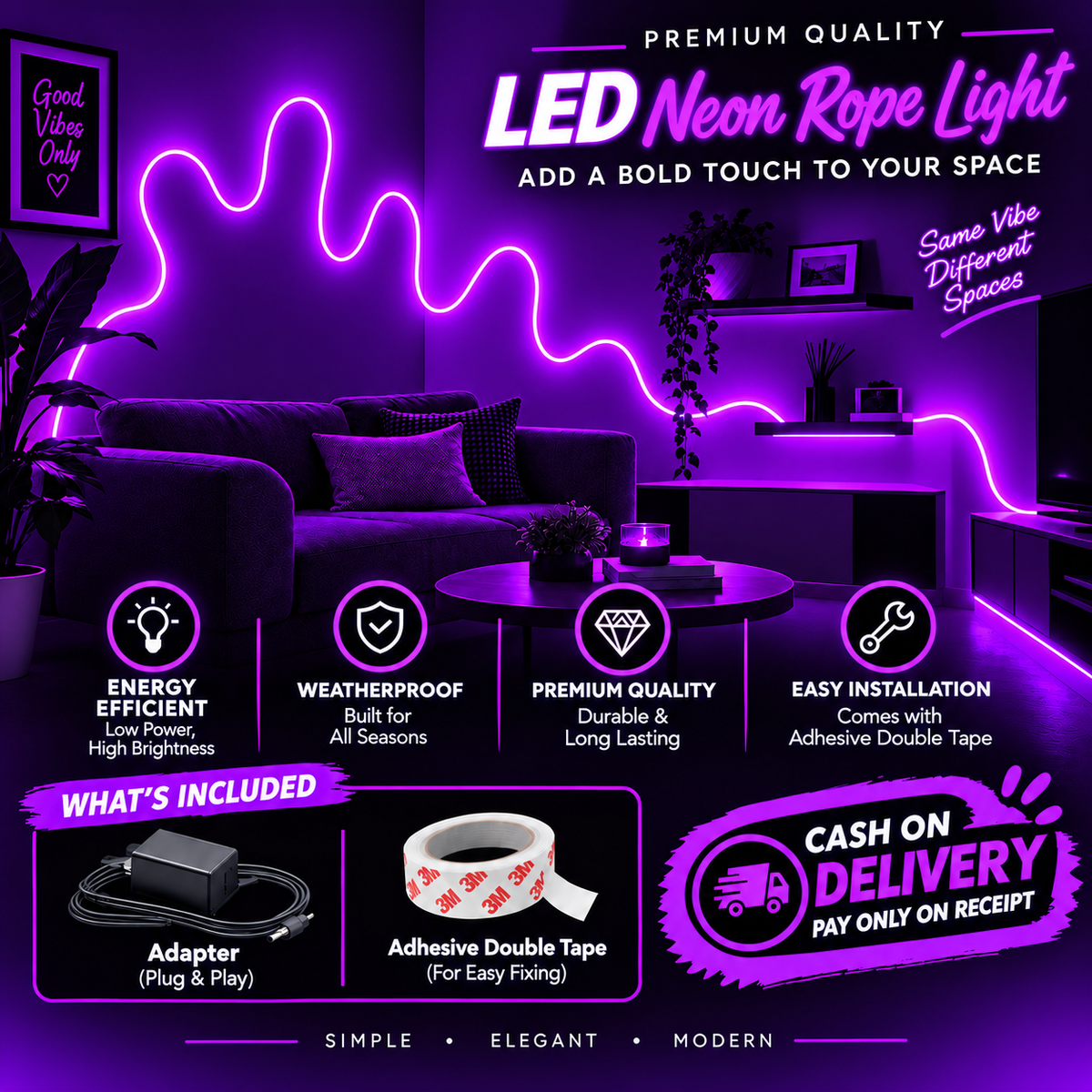 Glowing Neon Strip Lights ( Available in all colors )