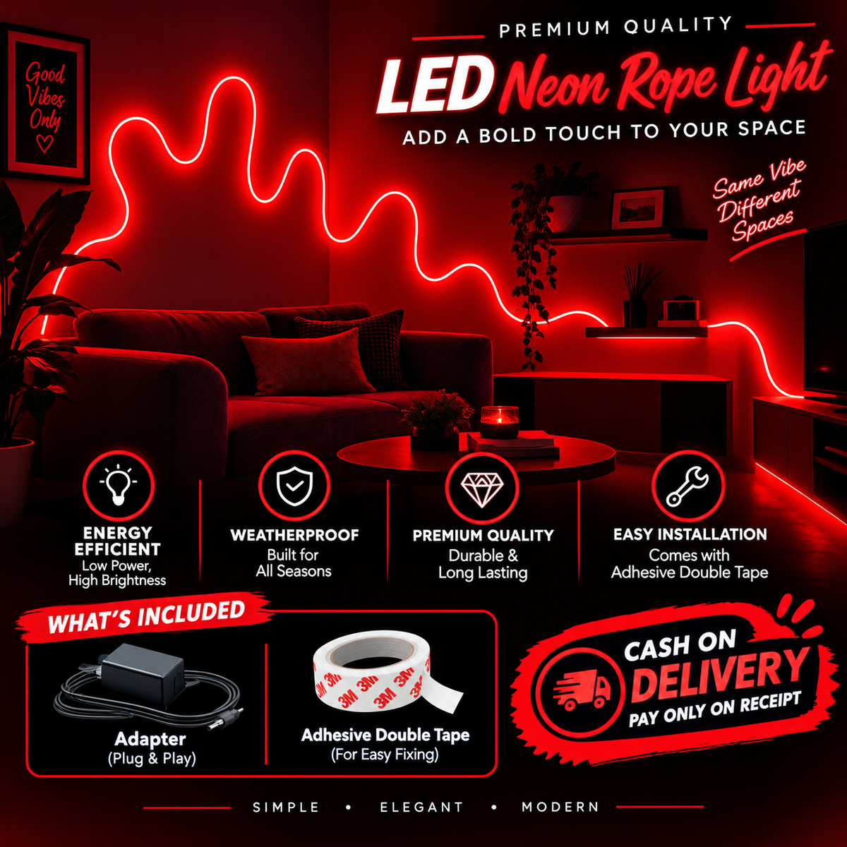 Glowing Neon Strip Lights ( Available in all colors )