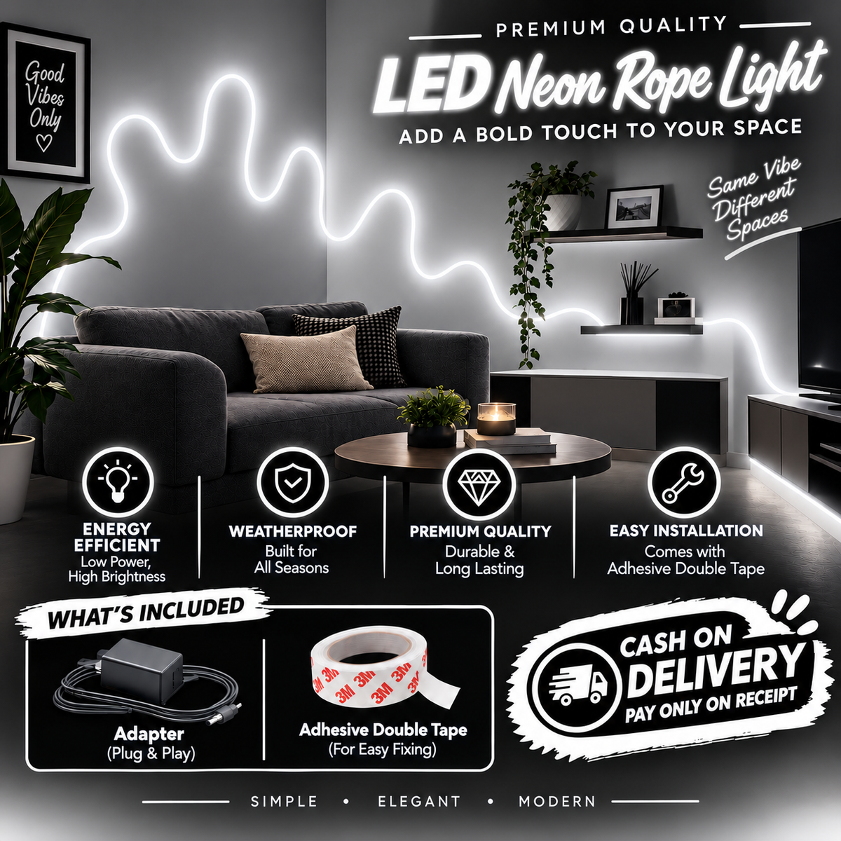 Glowing Neon Strip Lights ( Available in all colors )